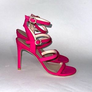 NEW Stuart Weitzman Dazzle Gladiator Pearl Stiletto Sandal Heel Suede Pink 9